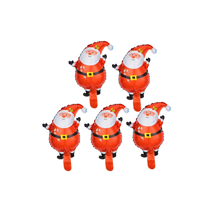 Buli-kiegészítő készlet, Mikulás lufi, 5 db, alumínium, újrafelhasználható