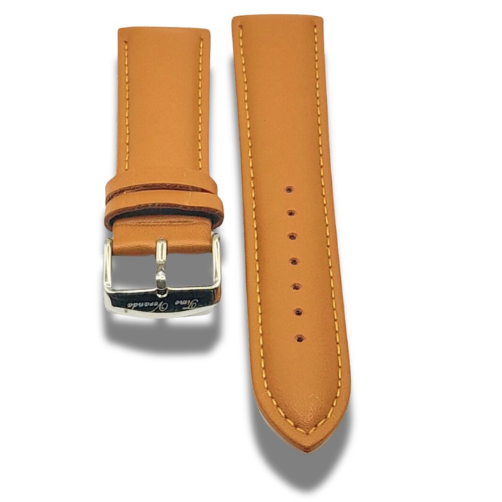 Curea Ceas Piele Naturala Culoare Crem 22 mm Catarama Clasica Argintie