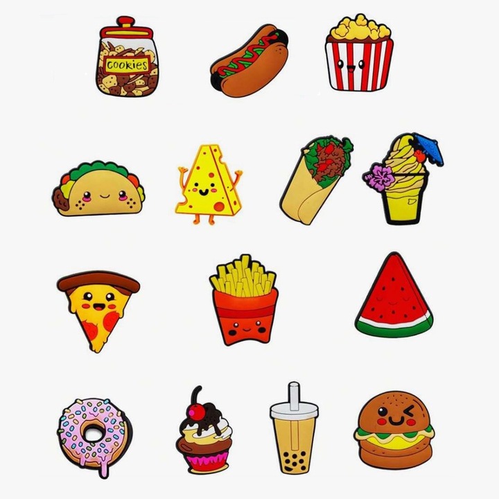 Комплект аксесоари за сабо 14 броя Crocs тип Jibbitz модел Fast-food многоцветни