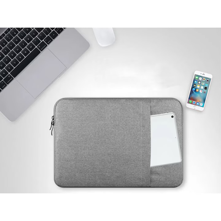 Husa Universala VarioShop®, pentru Laptop 15.6 inch, cu Burete Antisoc, Rezistena la Apa, Compatibila laptop Apple MacBook Air, MacBook Pro Touch Bar, Asus, Acer, Dell, Huawei, 40cm x 2cm x 30cm, Gri