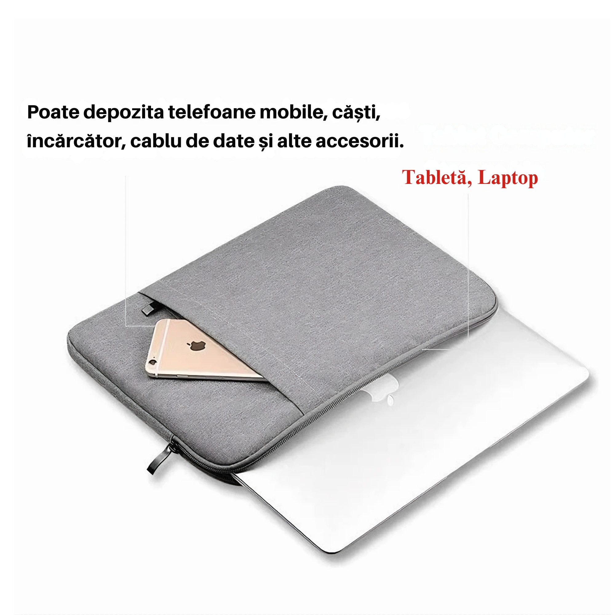 Husa Universala VarioShop®, pentru Laptop 15.6 inch, cu Burete Antisoc, Rezistena la Apa, Compatibila laptop Apple MacBook Air, MacBook Pro Touch Bar, Asus, Acer, Dell, Huawei, 40cm x 2cm x 30cm, Gri