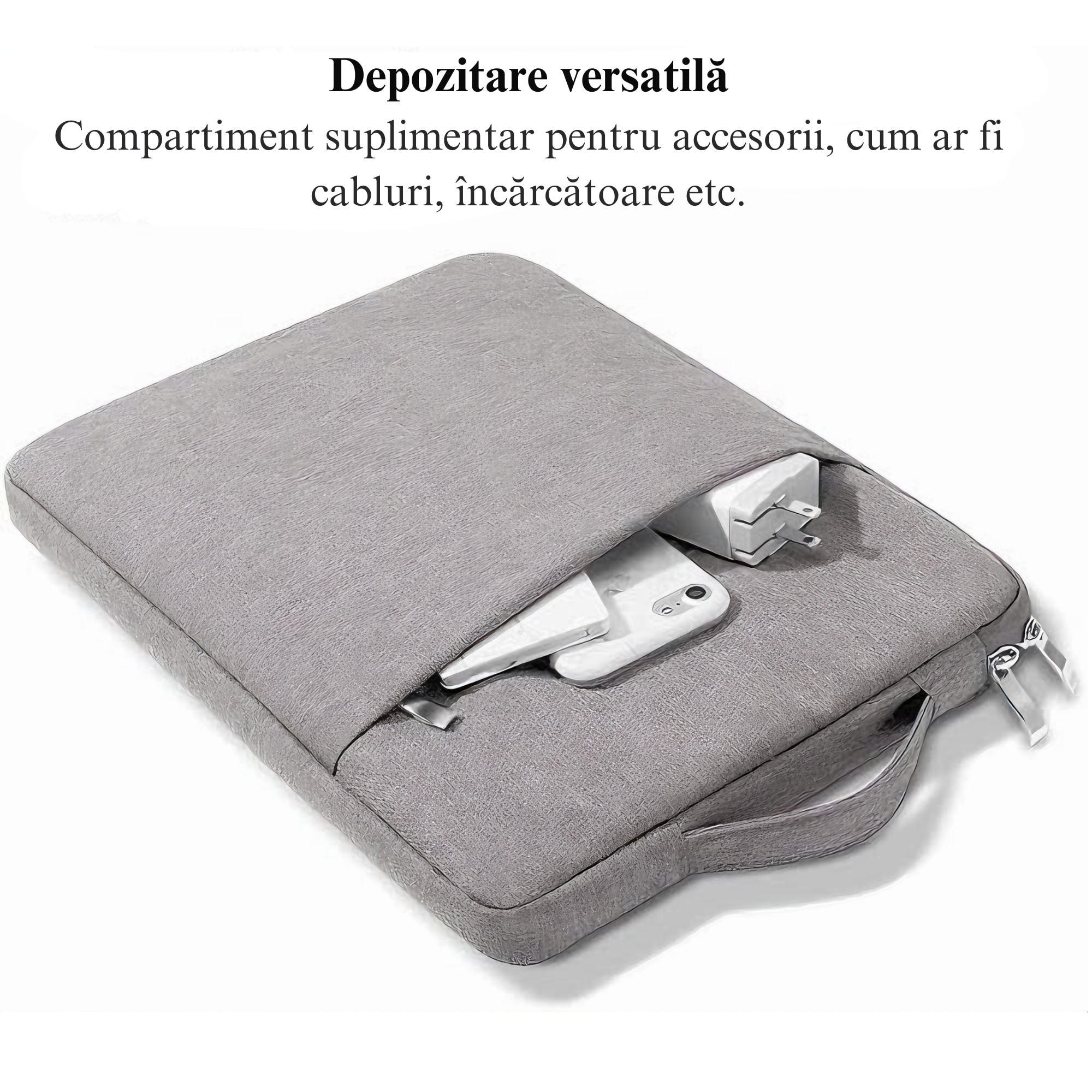 Husa Universala VarioShop®, pentru Laptop 15.6 inch, cu Burete Antisoc, Rezistena la Apa, Compatibila laptop Apple MacBook Air, MacBook Pro Touch Bar, Asus, Acer, Dell, Huawei, 40cm x 2cm x 30cm, Gri