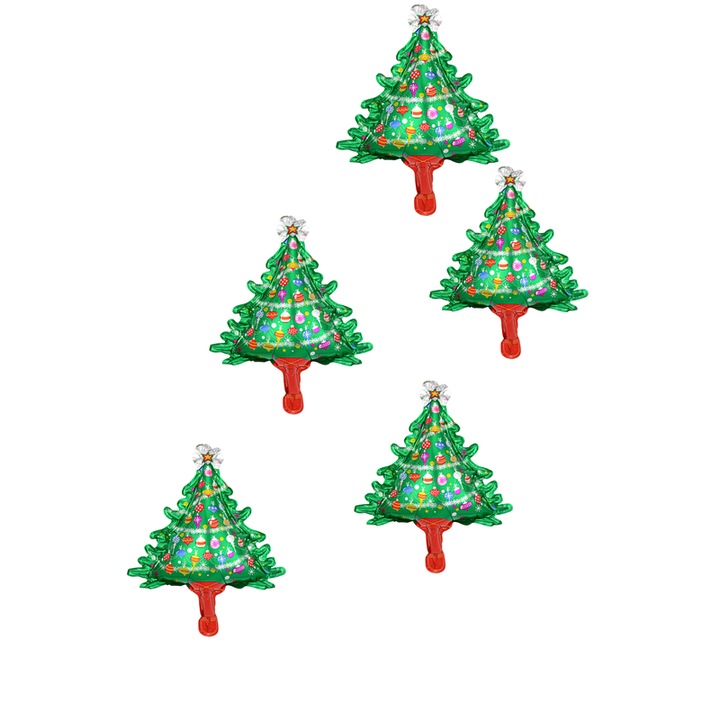 Buli-kiegészítő készlet, lufi a karácsonyfához, 5 db, alumínium, újrafelhasználható