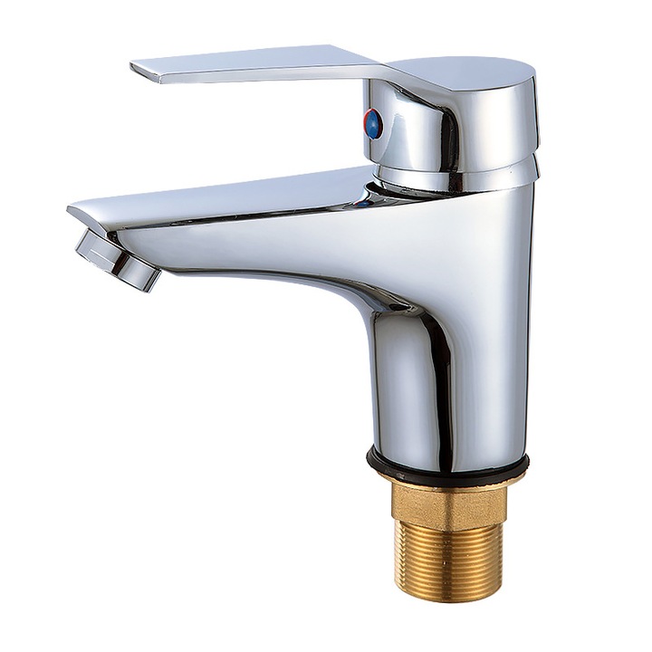 Mosogató csaptelep, kerámiapatron, ezüst, pultra tartó, 1 lyuk