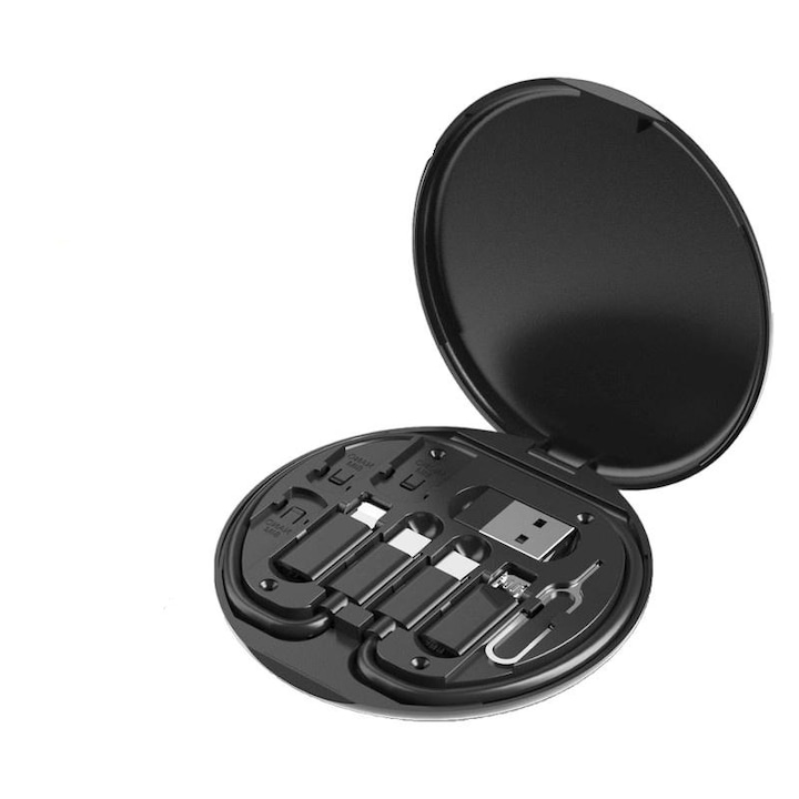Set cabluri de date multifunctionale，Organizator cabluri, multiple adaptoare OTG, Incarcare rapida 60W, Multifunctional, Compatibil cu Samsung-Iphone-Huawei-XIAOMI, Negru