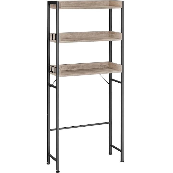 Raft de depozitare pentru baie VASAGLE, suprapunere peste masina spalat sau vas WC, 25x63x165 cm, gri