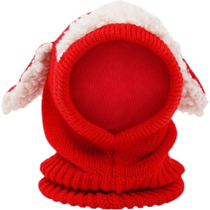 Детска шапка, тип мека и топла шапка, модел агне, 2-6 години, Лигавица, Червена