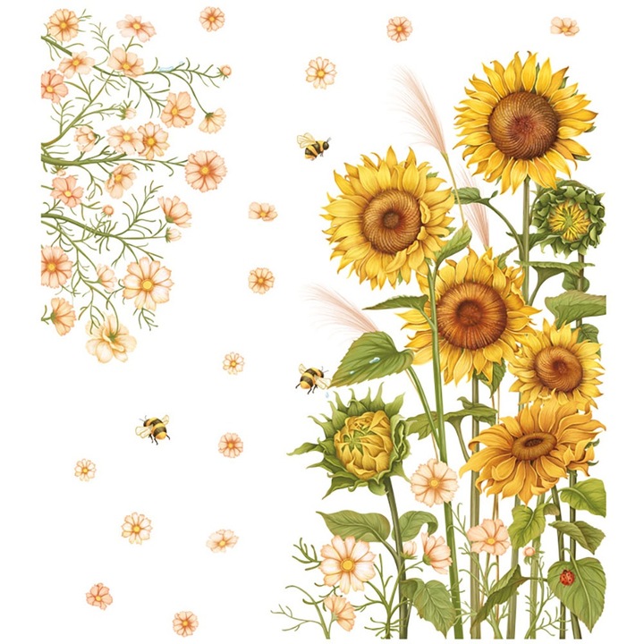 Fali dekor matrica, ZJZ, napraforgó, vízálló, 90x60 cm