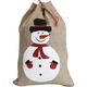 Set 4 pungi pentru cadou tip sac cu snur si imprimeu de Craciun, Om de zapada, Brad, Cizma, Baston, 50 x 35cm