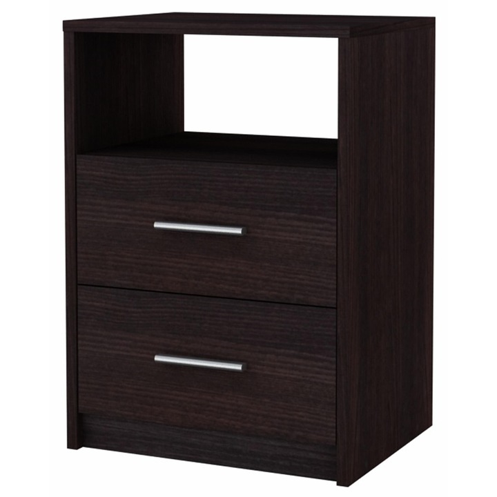 Noptiera, MATKAM, 2SO, 40 x 35 x 58.5 cm, 2 Sertare, Modern, Dreptunghi, Neasamblat, Mat, PAL, Wenge