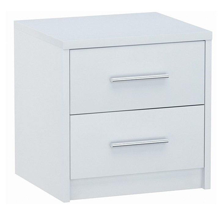 Noptiera, MATKAM, BODO 2S, 40 x 35 x 41 cm, 2 Sertare, Modern, Dreptunghi, Neasamblat, Mat, PAL, Alb