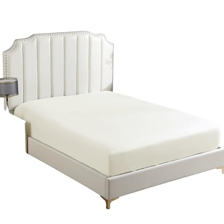 Cearceaf cu elastic, Bumbac satinat, 200x220 cm, Alb