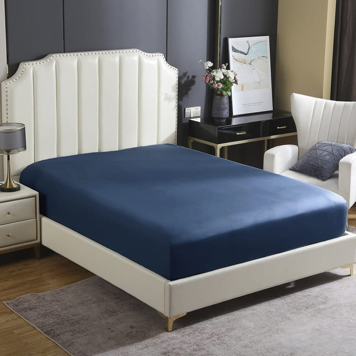 Еластичен чаршаф, Spod Igly si Nitki, сатен, гранат, 180x200+30см