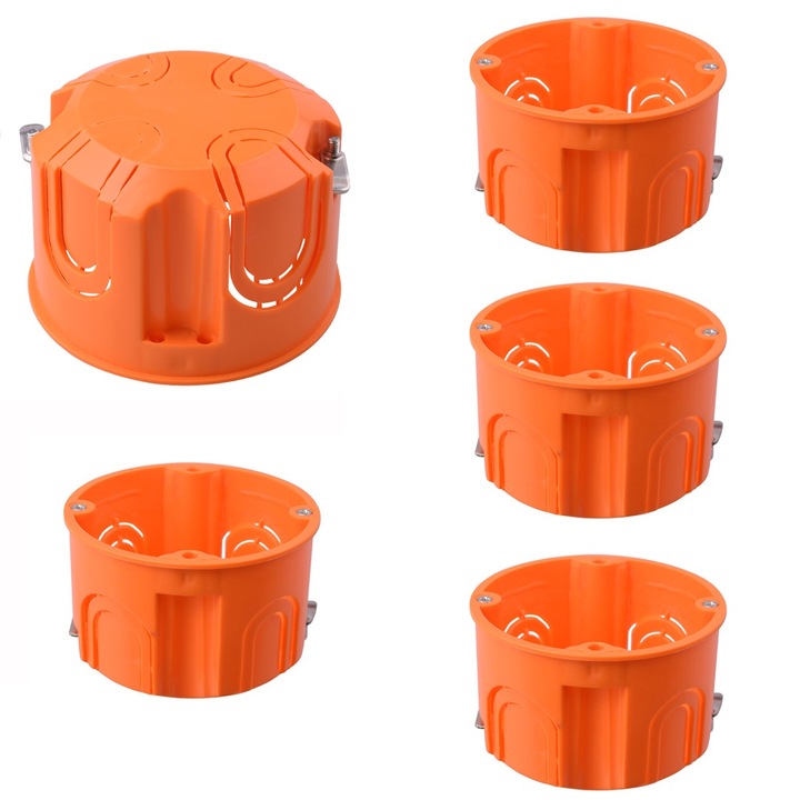 Cutie de montaj pentru intrerupatoare si prize, ABS, 68mm, adancime 47mm, culoare portocalie, 5 bucati