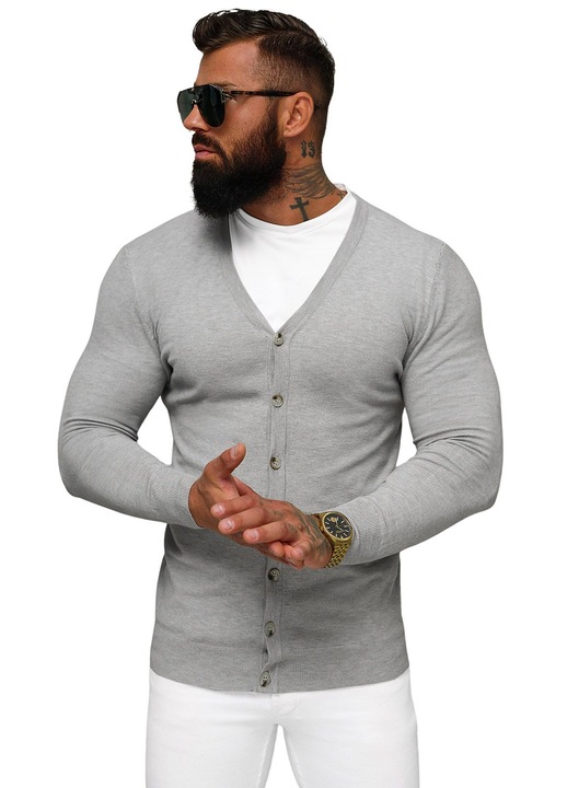 Мъжки пуловер OZONEE NB/MM6006, Сив