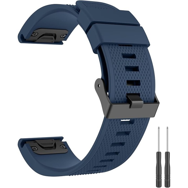 Curea Ceas Vogo® Compatibila cu Garmin Fenix 6S Pro, 5S Plus, 6S, 5S, 7S, 20 mm, Silicon, Bleumarin