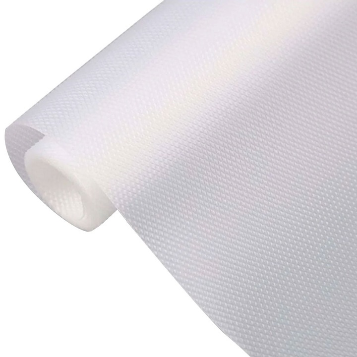 Folie EDAR Pentru Protectie Sertare, Etajere, Dulapuri, Rafturi, Pentru Bucatarie/Hol/Living/Baie/Dormitor, Material Impermeabil, Anti-Alunecare, 45X150 cm, Alb/Transparent