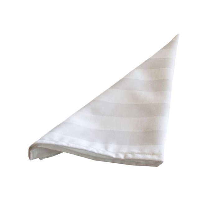 Set 10 servete masa Kotonia Home Hotel - 45x45 cm, 100% bumbac, Damasc cu latime dungi 2.5 cm, alb