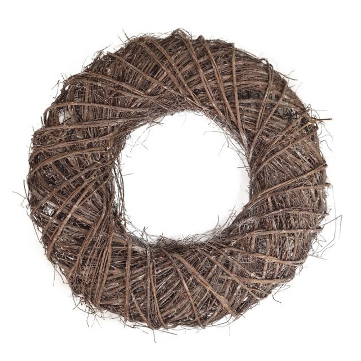 Természetes ágakból készült koszorú, barna/fehér, 60x14 cm