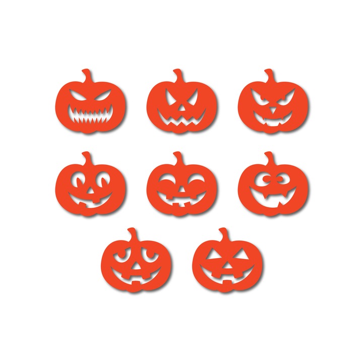 8 db Halloween témájú pohártartó készlet, 2,5 mm MDF, mérete 10x9 cm, akril színben festve