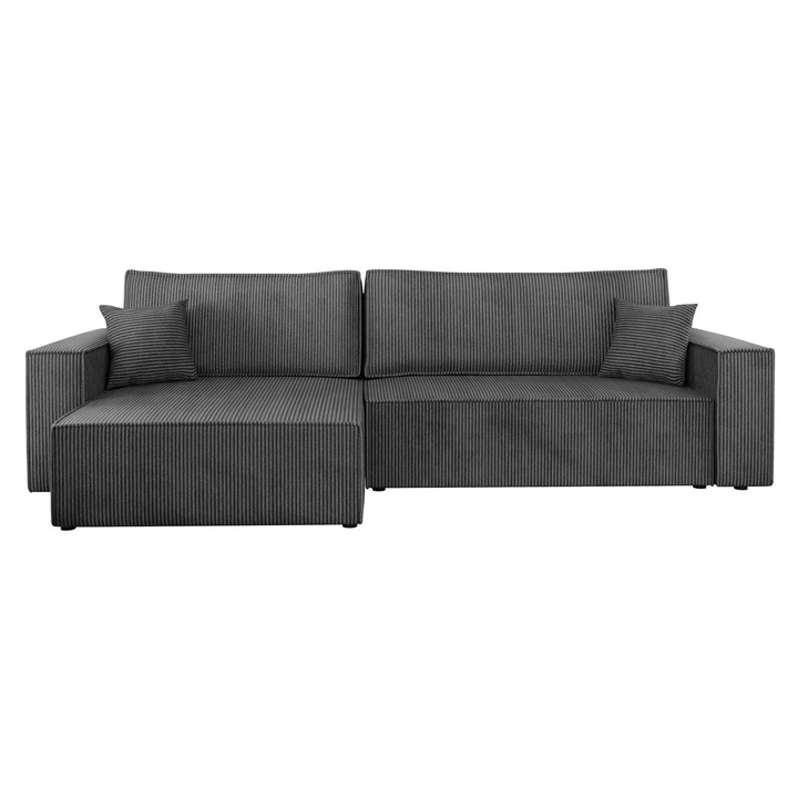 Coltar cu functie de dormit Kasjusz Maxi Reiat, MIRJAN24, antracit, 145x272x82 cm
