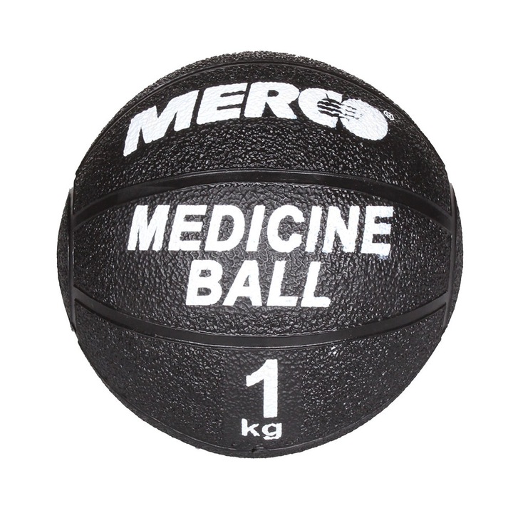 Гумена медицинска топка, гума Merco Black, пълнеж от гел, 1 кг