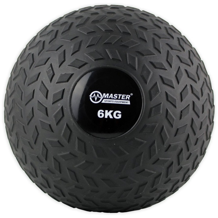 Minge Medicinala Gimnastica pentru Exercitii, Master, Slam Ball 6kg, Wallball, 23 cm, cauciuc antiderapant, Negru