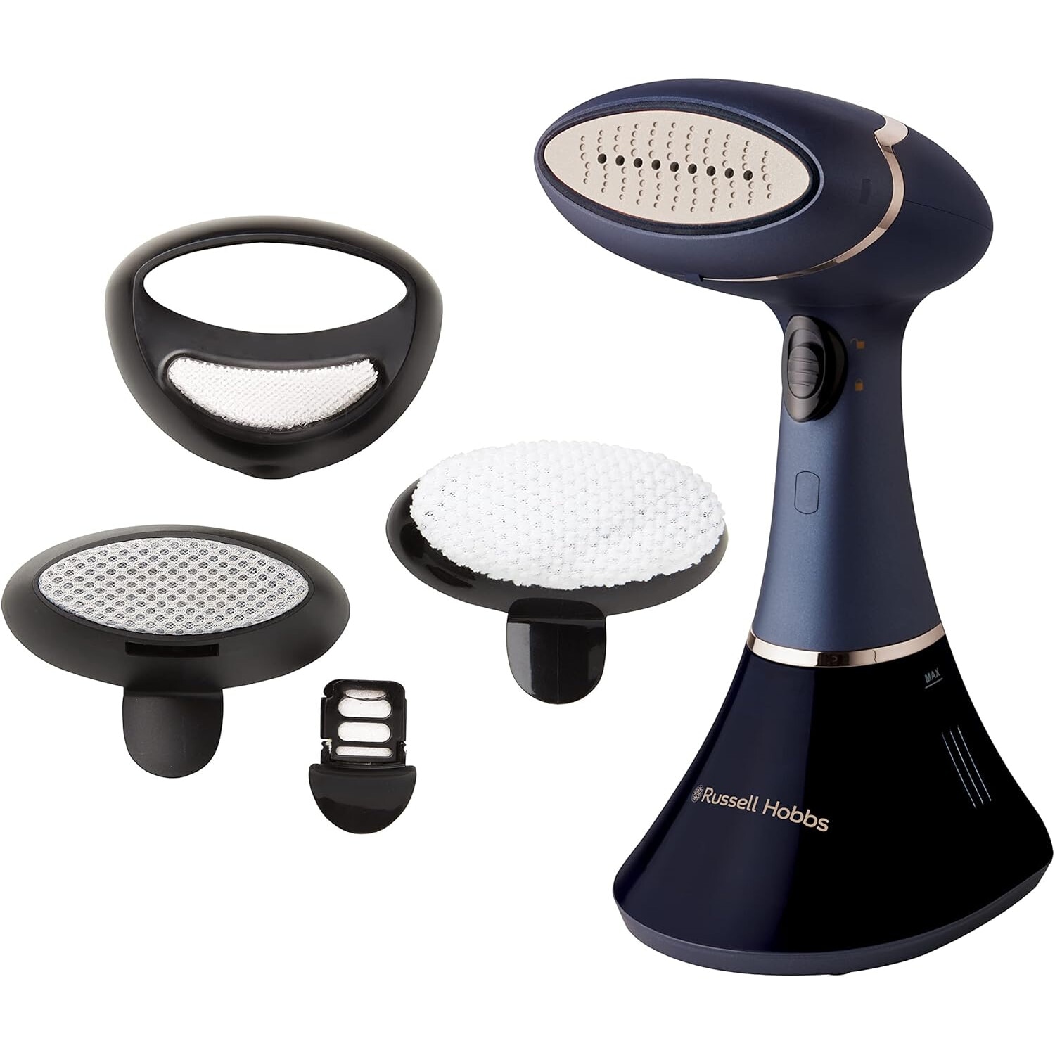 Aparat de calcat vertical cu abur Russell Hobbs Steam Genie Pro Aroma, 1800W, 32 g/min, 200ml, 4 accesorii, Albastru
