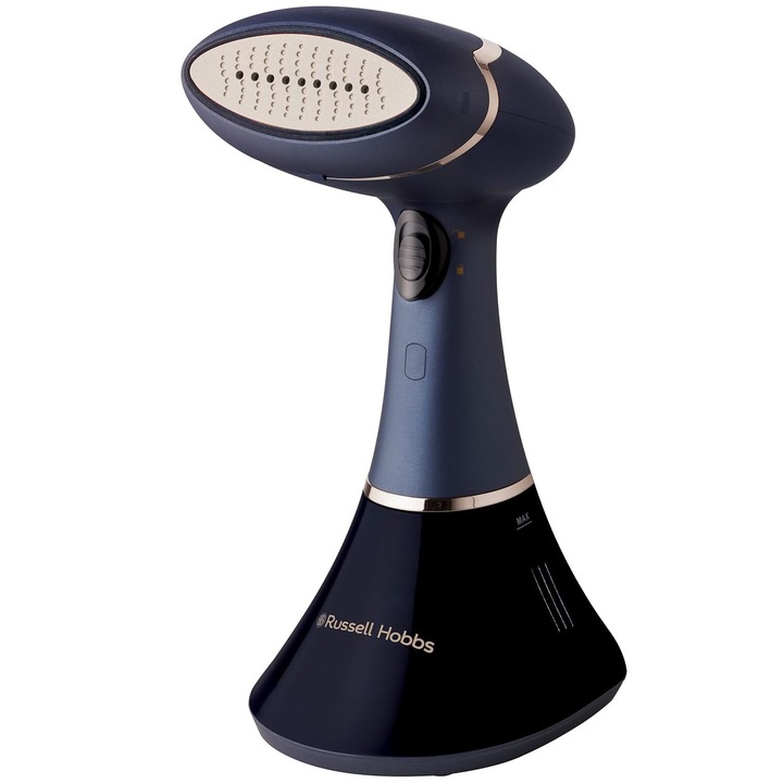 Aparat de calcat vertical cu abur Russell Hobbs Steam Genie Pro Aroma, 1800W, 32 g/min, 200ml, 4 accesorii, Albastru