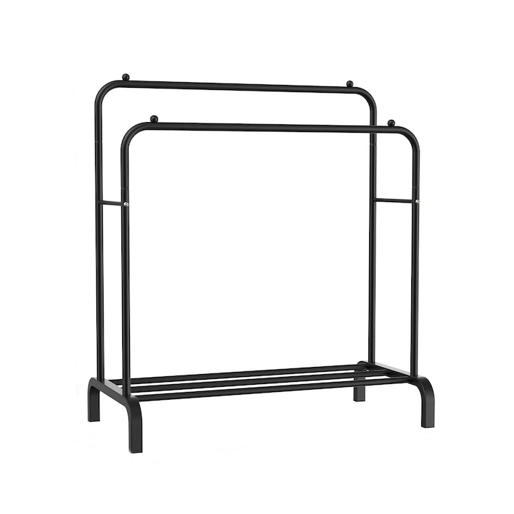 Suport dublu pentru haine, coshop®, 110 x 54 x 150 cm, din otel, negru mat
