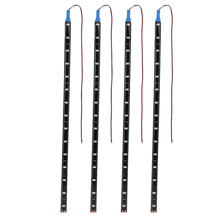 Rugalmas LED szalag autókhoz, 4 db, 30cm, Mmgoqqt, 15 LED, vízálló, öntapadós