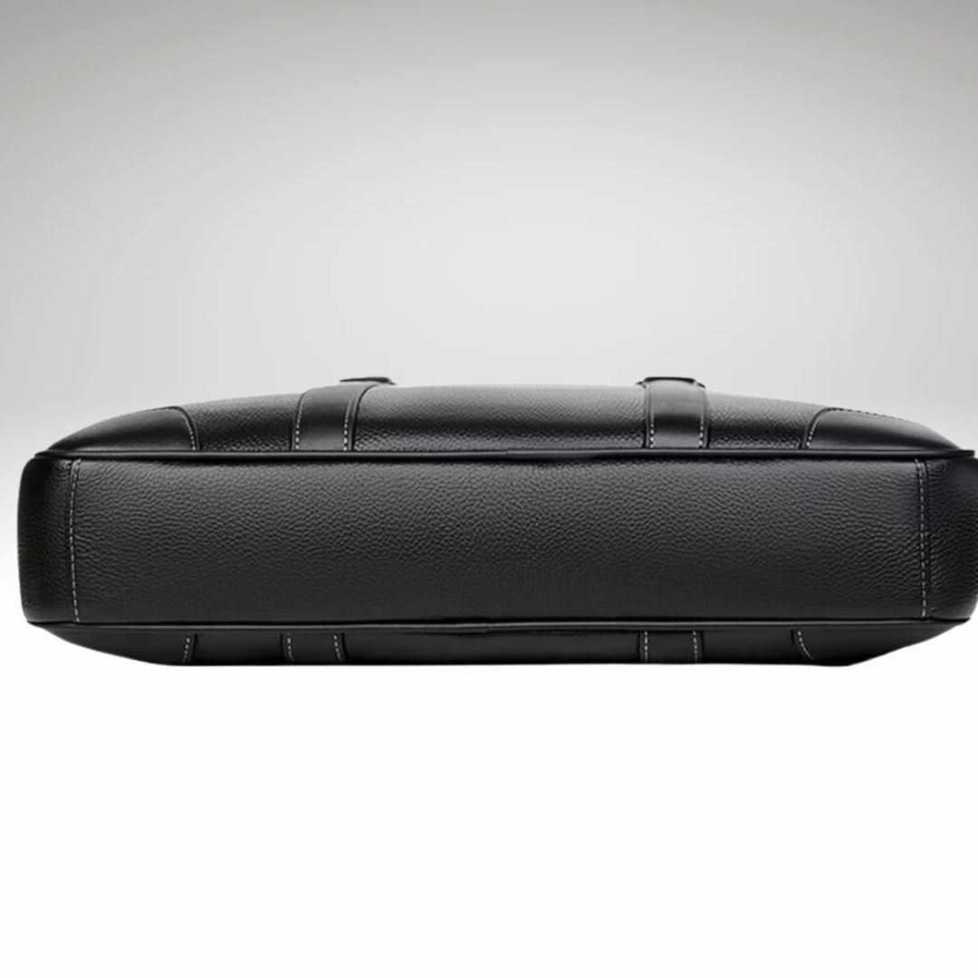 Geanta din piele pentru laptop 4techgoods, Neagra, 13 - 15,6 - 17,3 inch, Compatibila cu MacBook, HP, Dell, Microsoft Surface Cu curea de umar reglabila si detasabila