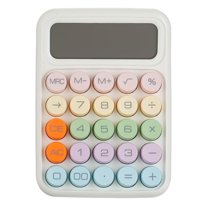 Antbro® asztali számológép modern dizájnnal és színes írógépszerű gombokkal, 11,5 x 2,5 x 15,5 cm