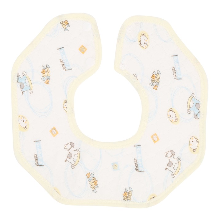 Pamut babaelőke, Jormftte, kerek kialakítás, rajzfilmes mintával, sárga