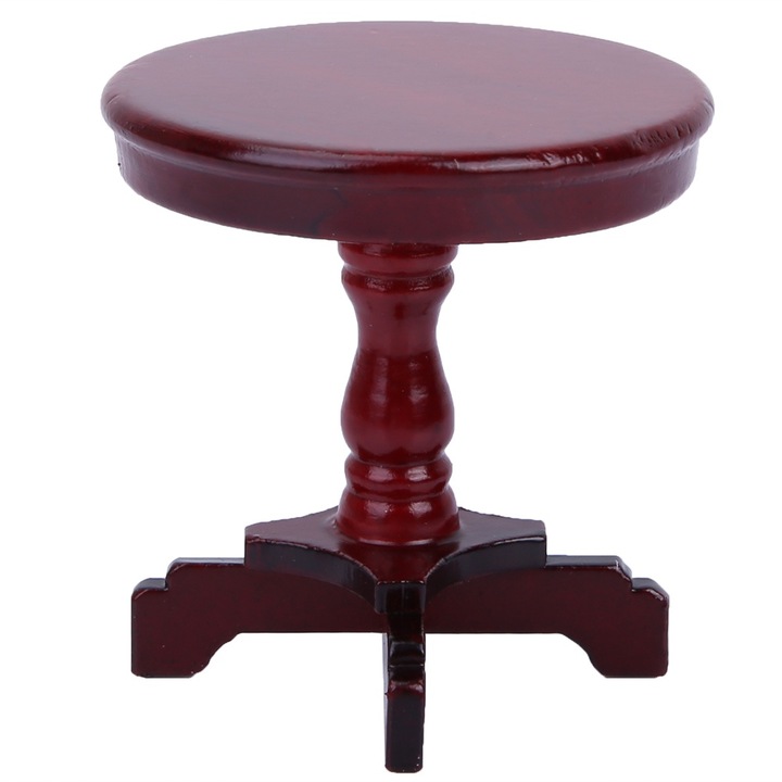 Винтидж кръгла маса за къщичка за кукли 1:12, многоцветна, 5x5x5 см, комплект аксесоари