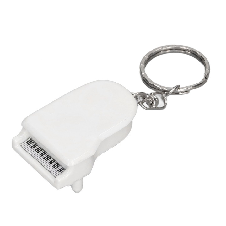 Mini kulcstartó zongora medállal Mikro dekoráció Szimulációs zongora kulcstartó gyerekeknek babaházba fehér
