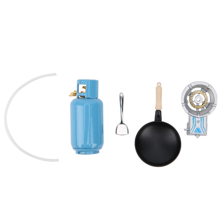 Miniatűr konyhabútor szett, Jormftte, tűzhely tartállyal, spatulával, hagyományos dizájn, élénk színek, 1:12