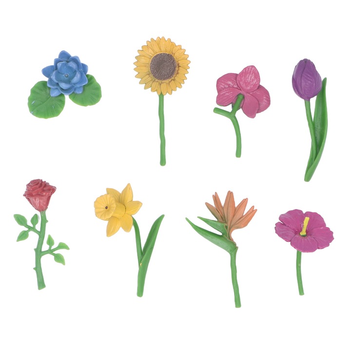 Jormftte - 8 darabos PVC oktatójáték készlet, virágok és növények, többszínű