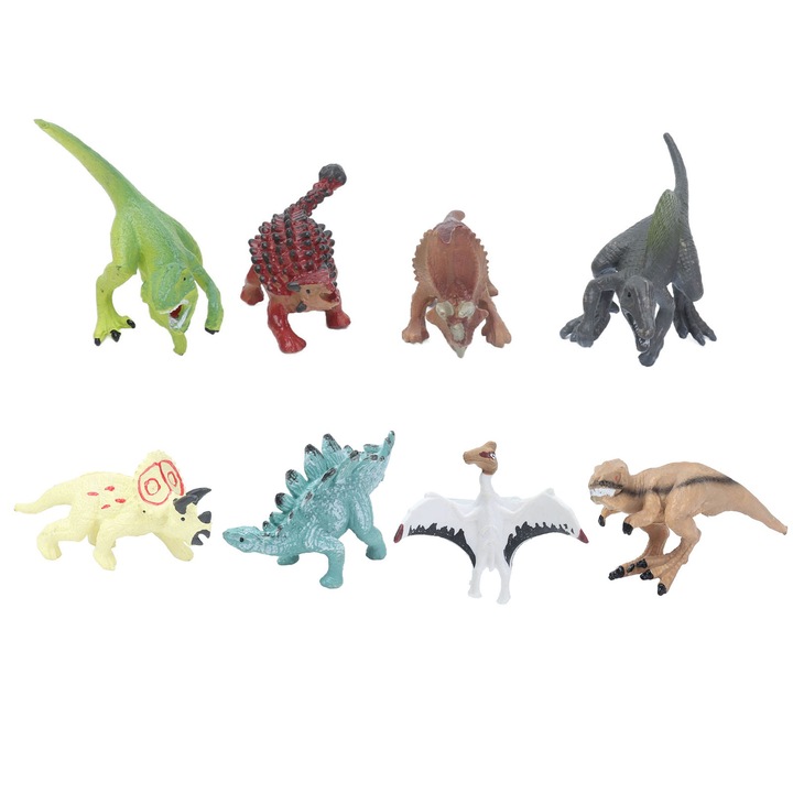8 db dinoszaurusz játék szett, Jormftte, PVC, többszínű, dekorációhoz és ajándékba