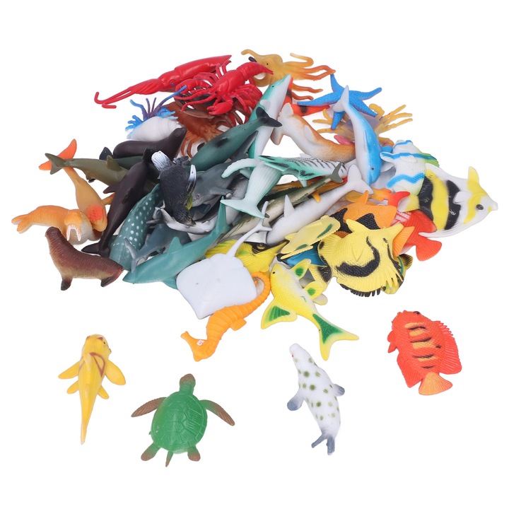 48 db Tengeri Állat Fürdőjáték Készlet, Jormftte, Környezetbarát Anyag, Élénk Formák, 4-6 Éveseknek