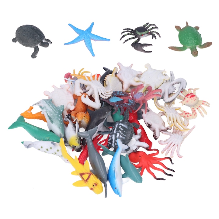 Комплект от 40 фигурки на морски животни, Longziming, пластмаса, възраст 4-6 години