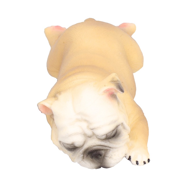 Játékfigura francia bulldog kutya, BGHYHYHI, 9x3,5x3 cm, valósághű részletek, khaki szín