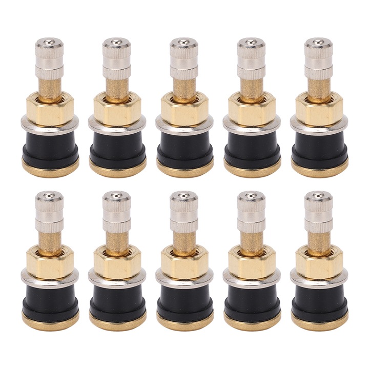 Set 10 valve tubeless din alama TR501, Mmgoqqt, pentru gauri de 0.625in, rezistente, auto