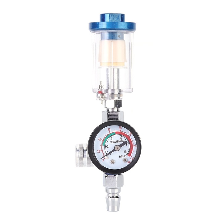 Regulator de presiune aer, Mmgoqqt, aliaj, manometru cu dial mare, 1/4, compact, pentru unelte pneumatice
