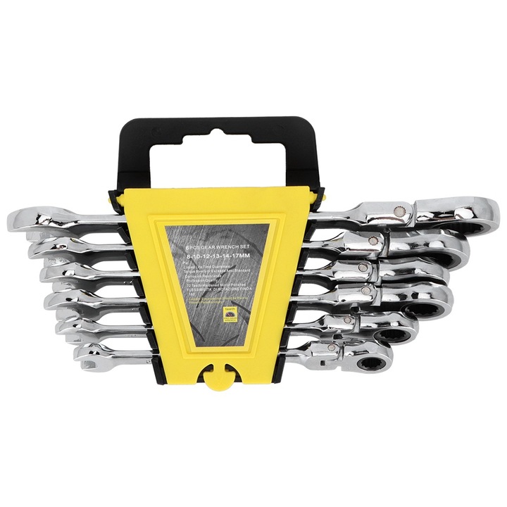 Комплект от 6 регулируеми тресчотни ключове 180, Jormftte, 8-17 мм, издръжливи, многоцветни