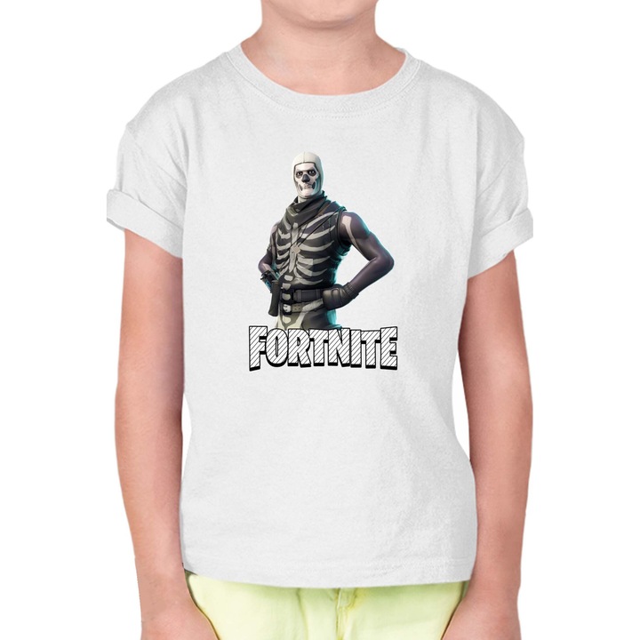 Tricou copii Fortnite Battle Royal OPT Fortnite Skull Trooper 2, Alb