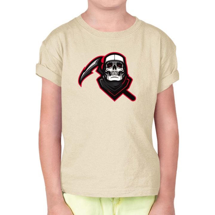 Tricou copii Fortnite Battle Royal OPT Fortnite Skull Trooper 4, Ecru