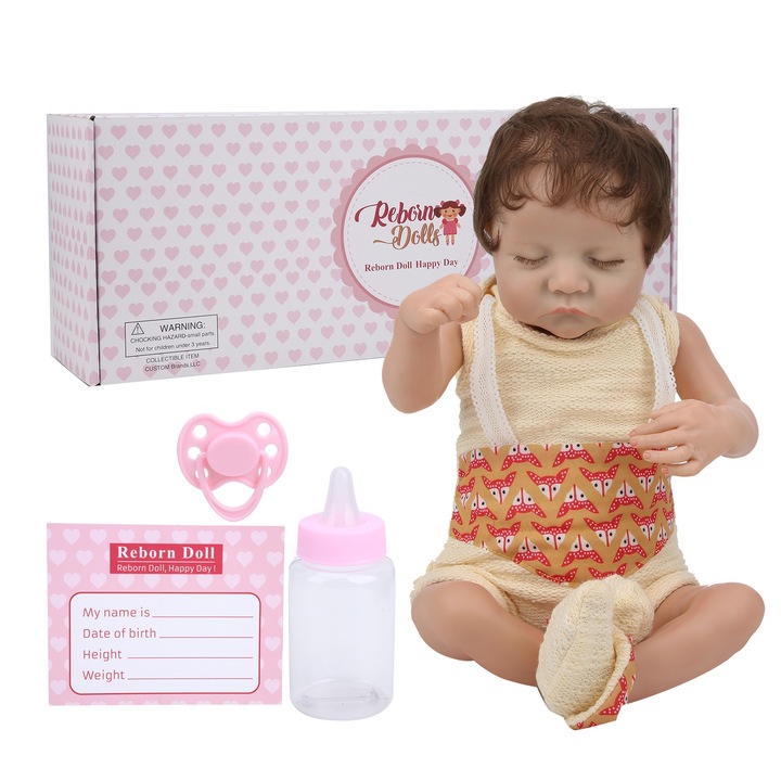 Кукла Reborn 18,5 инча, Mmgoqqt, момиче, материал винил, коса от коприна, за новородени