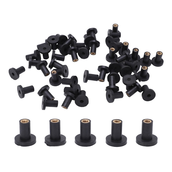Set 50 buc M5 Well Nuts din cauciuc pentru parbriz auto, motociclete, barci, rezistent, usor de instalat