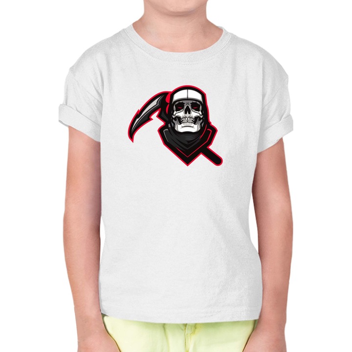Tricou copii Fortnite Battle Royal OPT Fortnite Skull Trooper 4, Alb